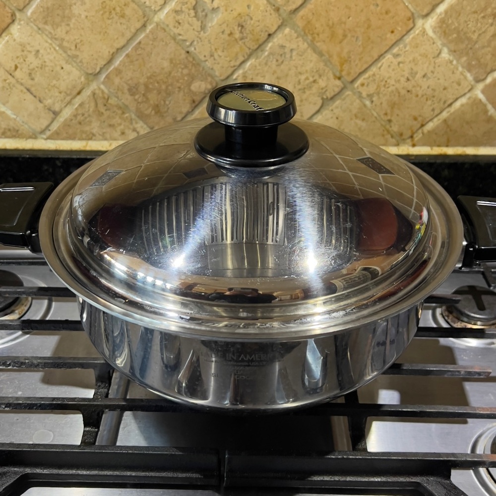 Kitchen Craft waterless cookware Silver and Black Cookware Set with Domed Lid